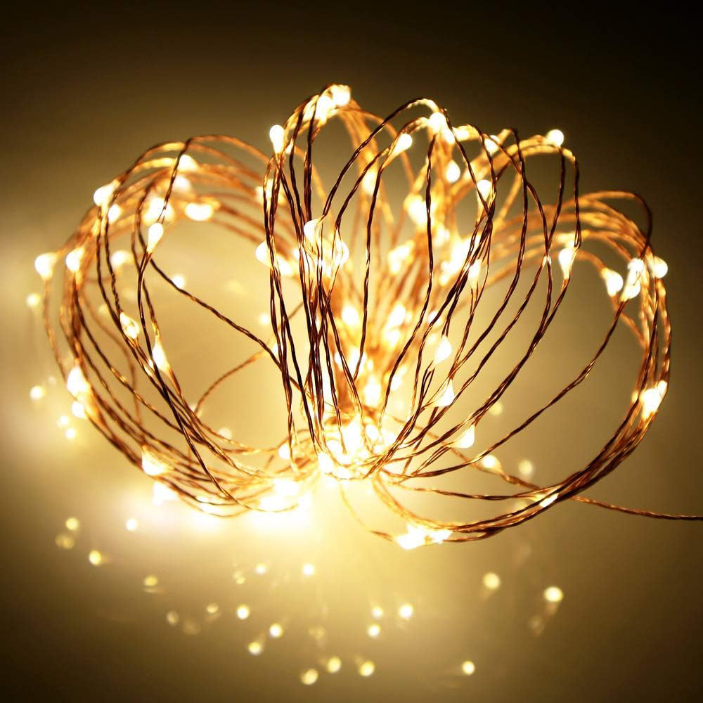 20m LED String Lights USB Powered 200 LEDs Copper Wire String Lights-Warm White