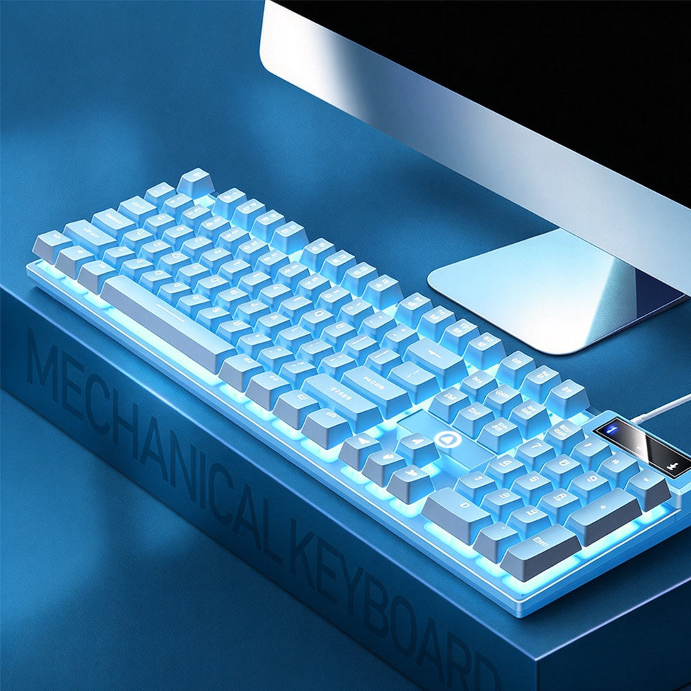 Wired Gaming Keyboard 104 Key Floating Keycaps Backlit Keyboard - Blue