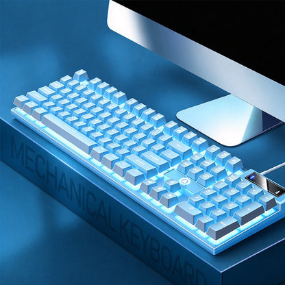 Wired Gaming Keyboard 104 Key Floating Keycaps Backlit Keyboard - Blue