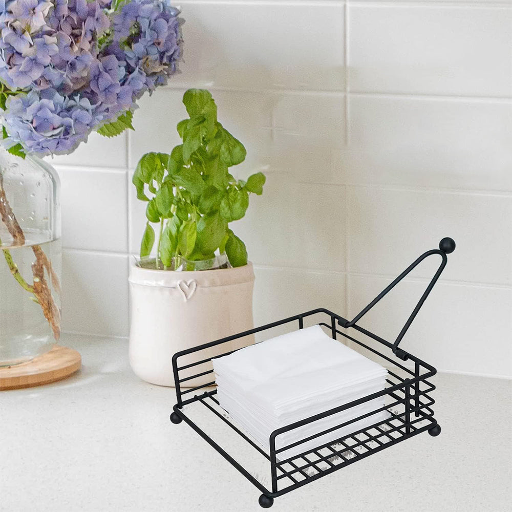 2Pcs Square Paper Napkin Holder for Table Flat Napkin Holder with Weighted Arm