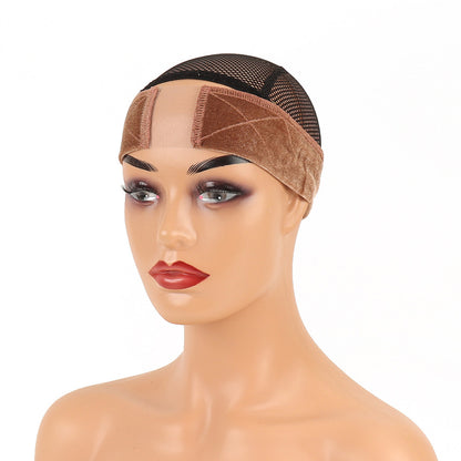 2 Piece Adjustable Velvet Wig Grip Headbands -Brown