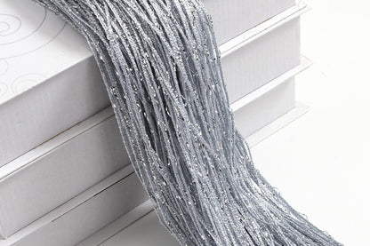 2 Pieces Shimmer Tassel String Door and Window Divider Curtain - Silver