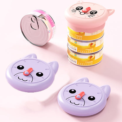 5Pcs Reusable Pet Wet Food Can Covers Silicone Can Lids for Dog Cat Food - Cat Shape
