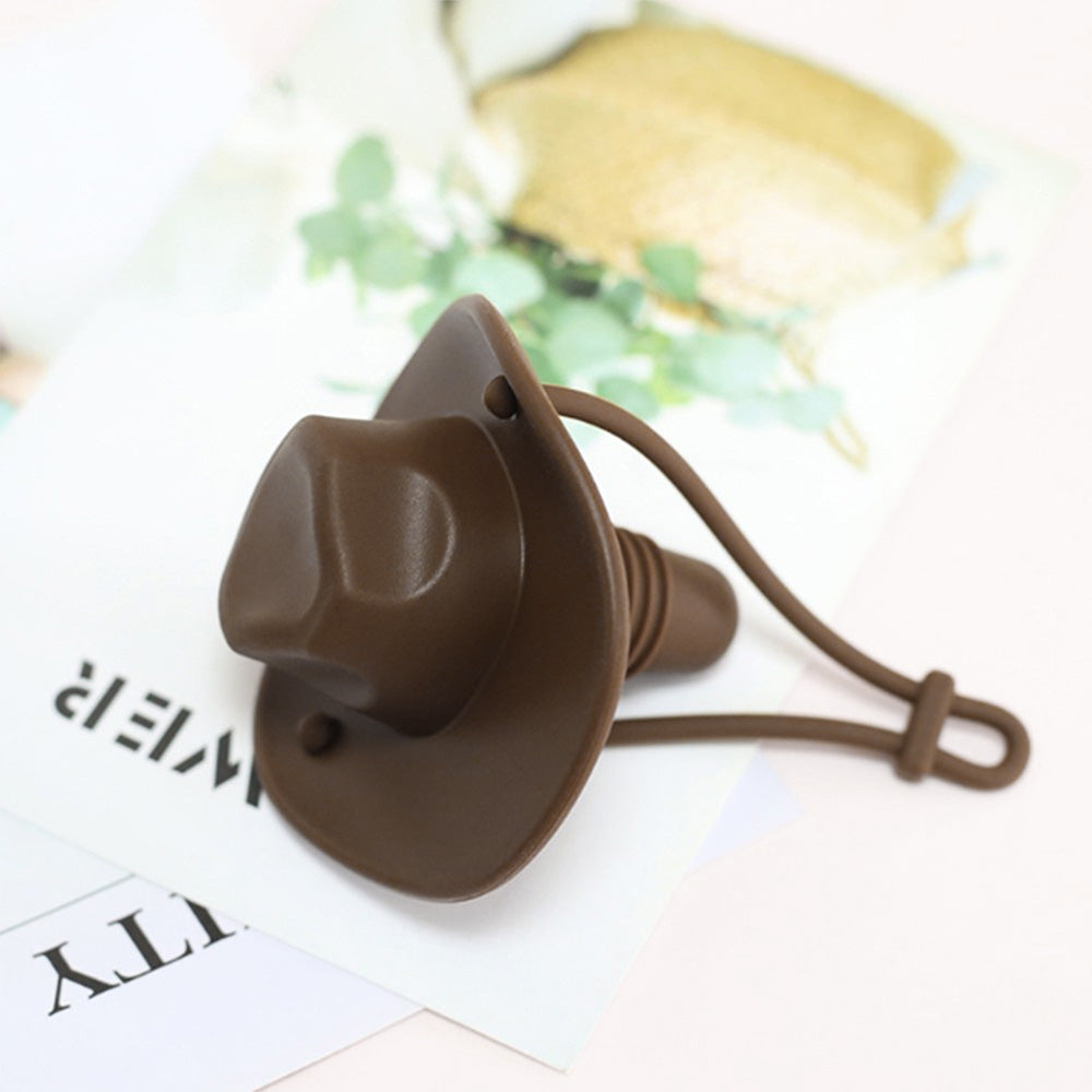 Western Cowboy Hat Silicone Wine Bottle Stopper Champagne Sealer -Coffee