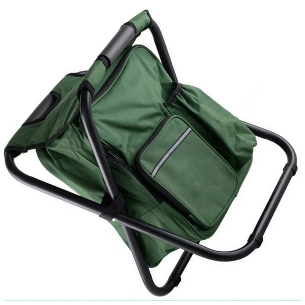 Portable Cooler Folding Stool Fishing Chair Multi-Function Outdoor Seat Green