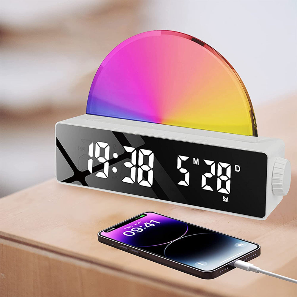 Sunrise Alarm Clock with LED Mood Light & Smart Wake-Up Function White