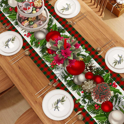 Linen Christmas Table Runner Long Farmhouse Holiday Table Decor for Kitchen Home Style 1