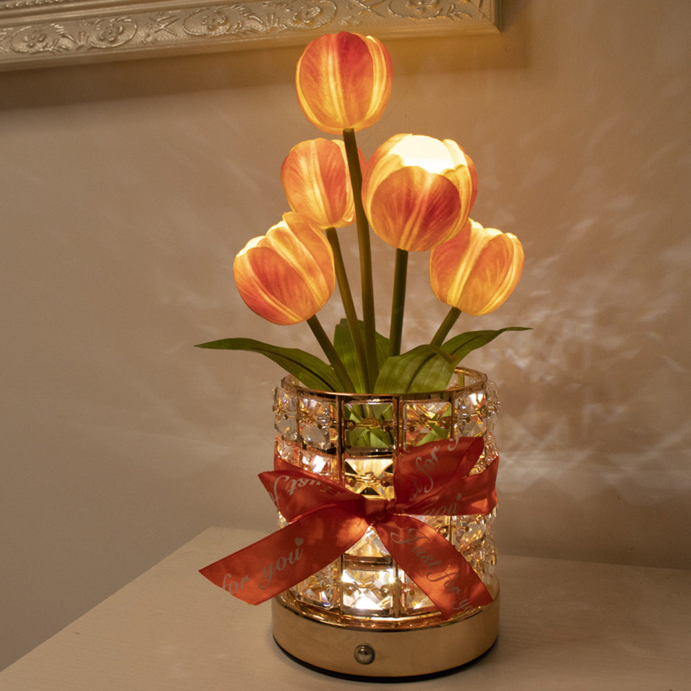 Tulip Flower Lamp Valentine¡¯s Day Gifts 3 Color Dimming Night Light -Orange