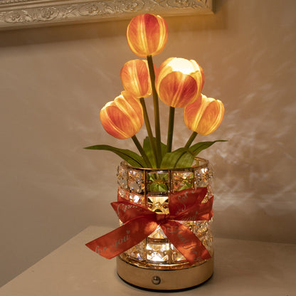 Tulip Flower Lamp Valentine¡¯s Day Gifts 3 Color Dimming Night Light -Orange