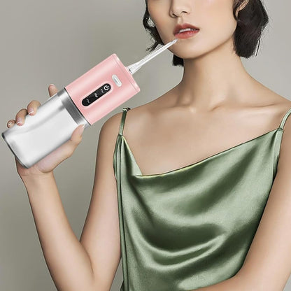 Cordless Electric Water Flosser Oral Irrigator Teeth Flosser Tooth Cleaner with 5 Nozzles Pink