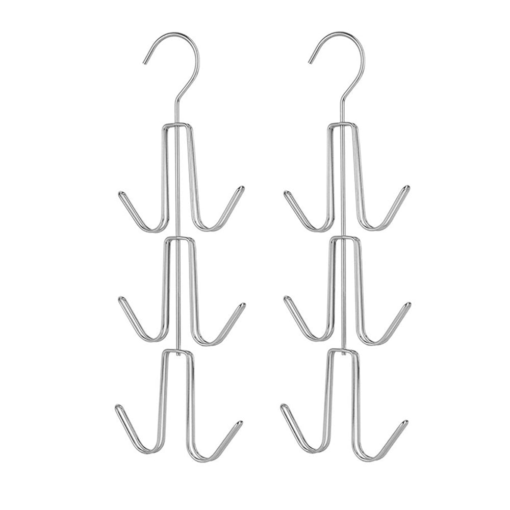 Set of 2Pcs Metal Purse Hanger Organizer for Closet Space Saving Hook Silver