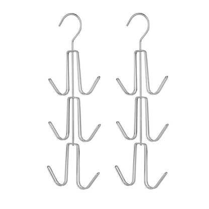 Set of 2Pcs Metal Purse Hanger Organizer for Closet Space Saving Hook Silver