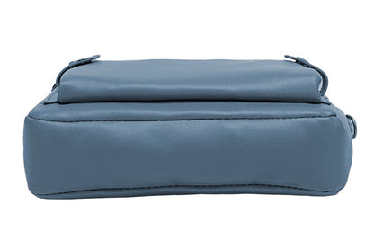 Soft Trendy Three Layer PU Leather Crossbody Purse Shoulder Bag Handbags-Blue
