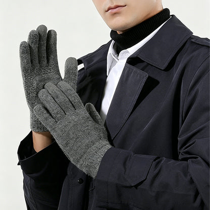 Winter Gloves Touch Screen Knitted Gloves Thermal Warm Gloves for Driving-Grey