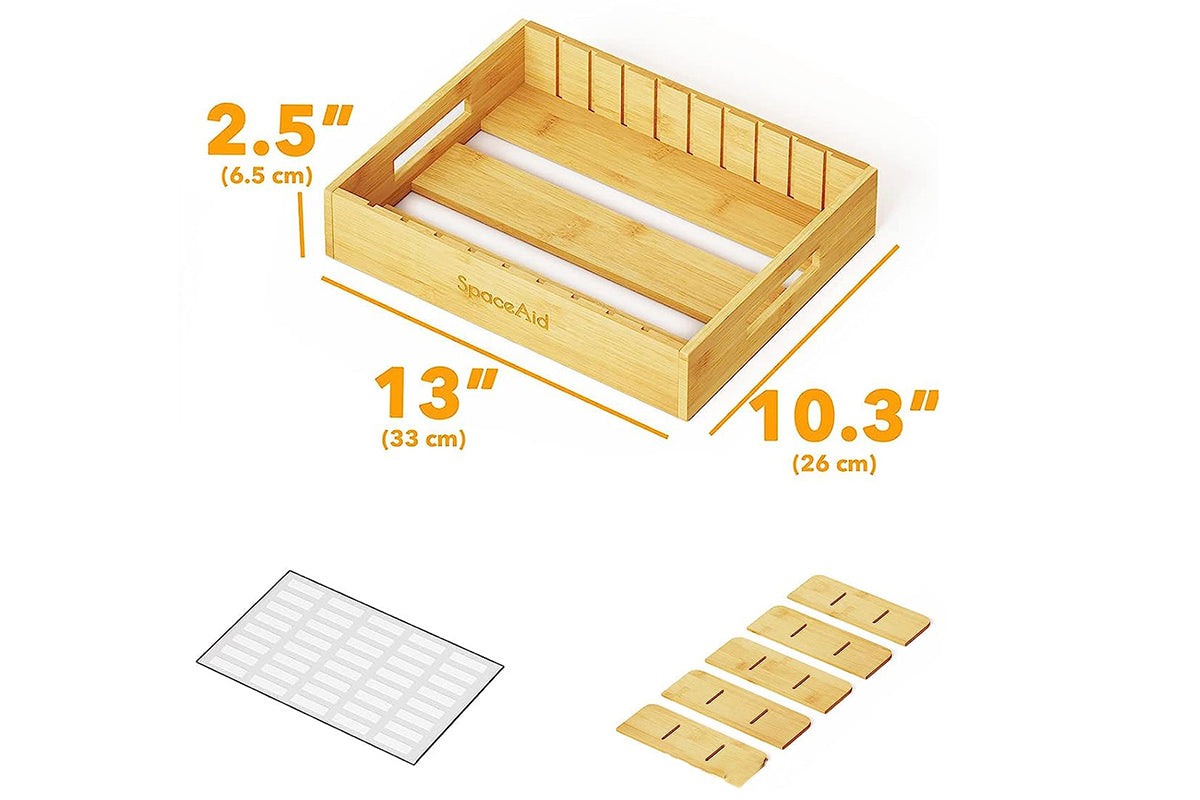 Organizer for Cabinet Bamboo Storage Tray for Tea Bags Medicines Stationery