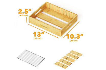 Organizer for Cabinet Bamboo Storage Tray for Tea Bags Medicines Stationery