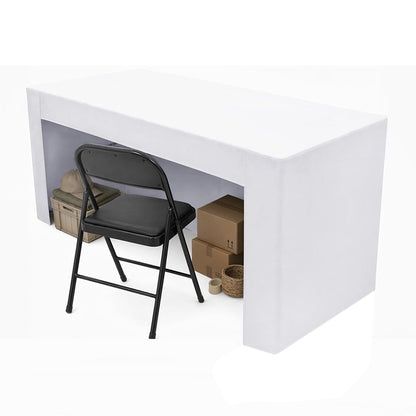6 ft Fitted Polyester Table Cover with Skirt for Conferences and Trade Shows - White