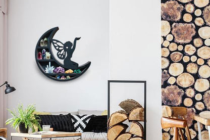 Wooden Shelf Halloween Crystal Display Shelf Decor-Fairy