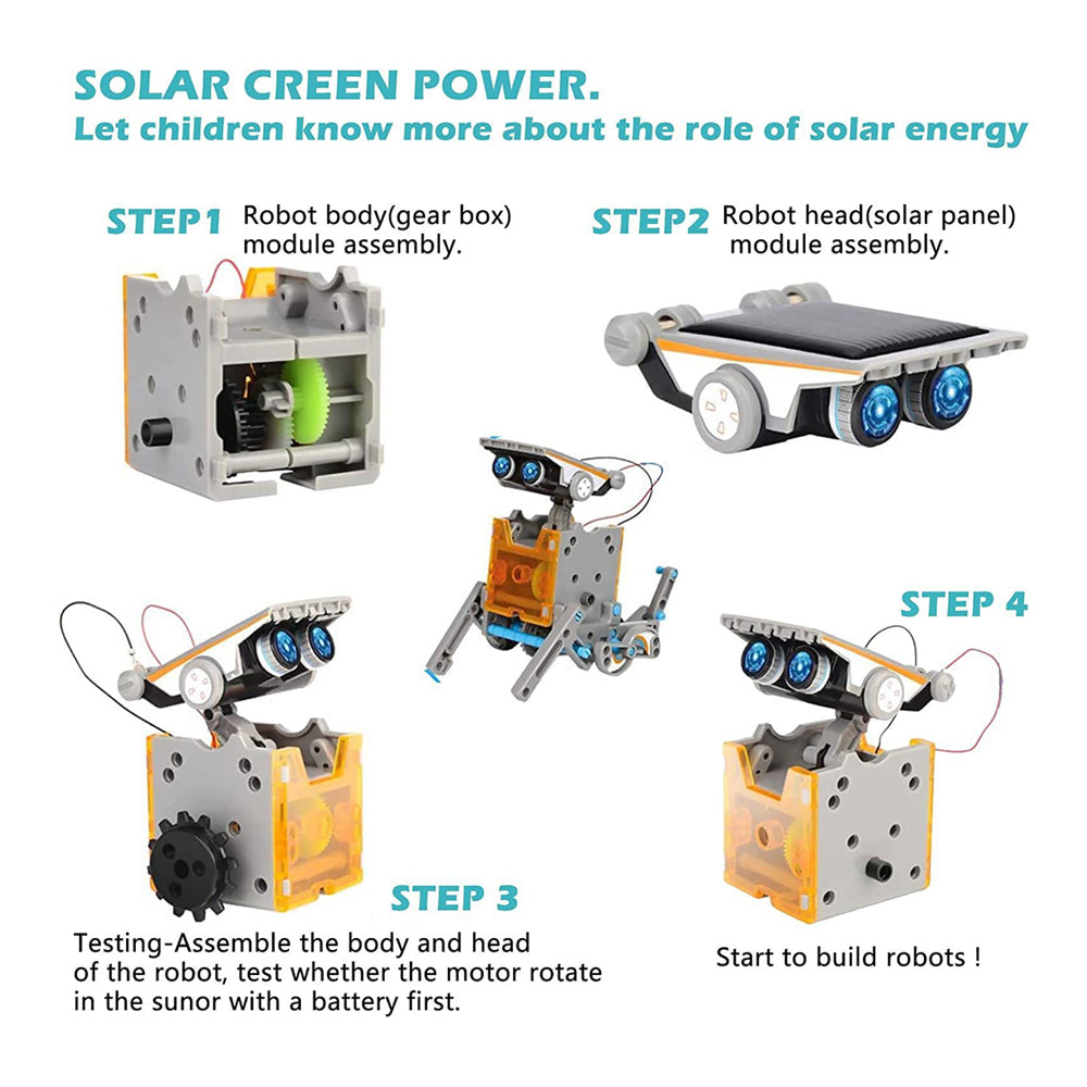 13-in-1 DIY Kids Solar Actuated Robot Kit Childrens STEM Educational Science Experiment Toys