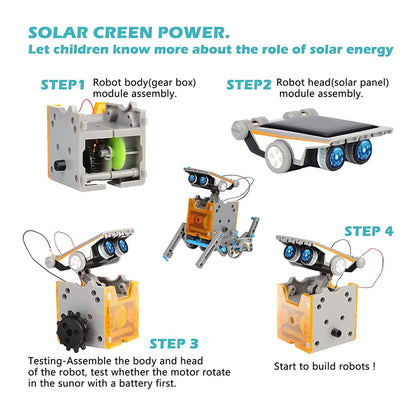 13-in-1 DIY Kids Solar Actuated Robot Kit Childrens STEM Educational Science Experiment Toys
