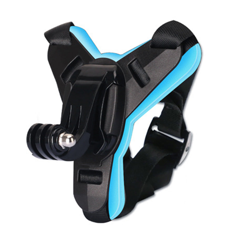 Motorcycle Helmet Chin Mount for Action Camera Quick Release Shockproof-Blue