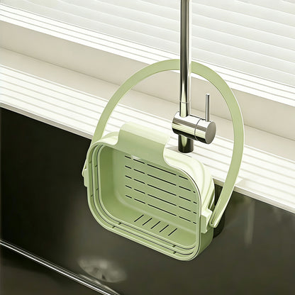 2Pcs Foldable Hanging Sink Strainers in White and Green