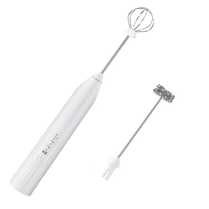 USB Charging Electric Egg Beater Milk Frother Handheld Drink Coffee Foamer-White