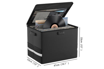 Vinyl Record Storage with Lock Fireproof Waterproof Organizer for 150 Records