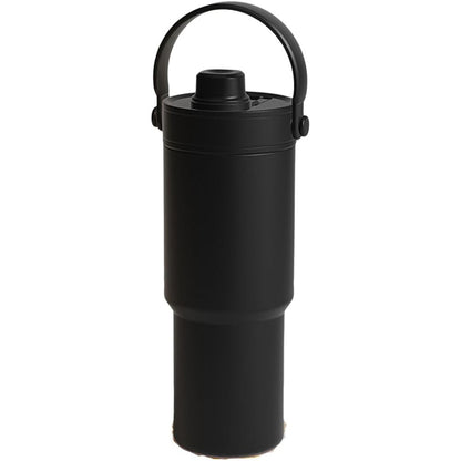 Dual Lid Tumbler with Straw 735ml Vacuum Insulated Water Bottle-Black