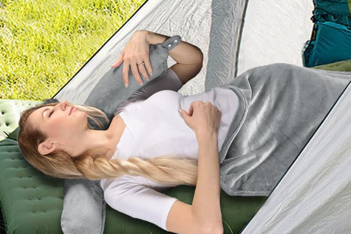 2 in 1 Travel Blanket and Pillow Flannel Blanket with Neck Pillow Case for Airplane Camping-Black