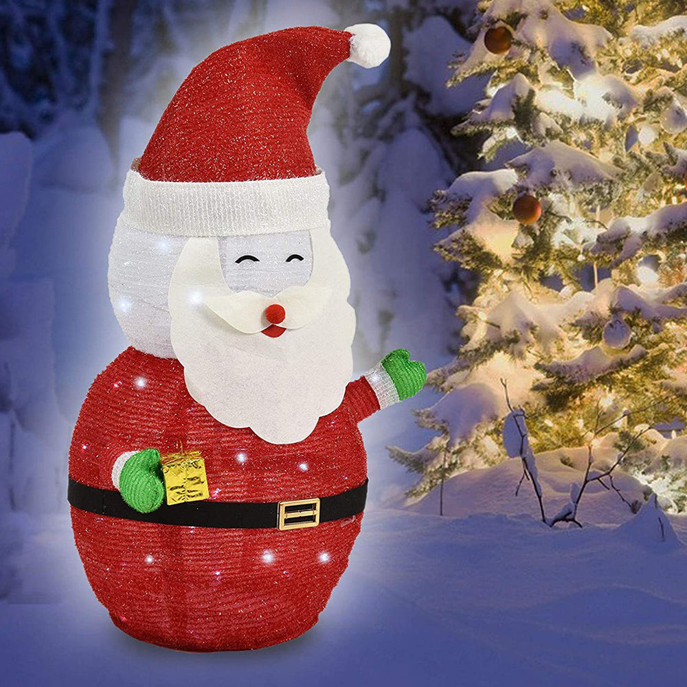 Telescopic Christmas Yard Signs with Stakes Lighted Xmas Signs Indoor Outdoor Decor Santa Style