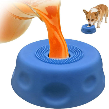 Dog Licking Bowl Slow Feeder Bowls for Yogurt Liquid Treat Interactive Dog Toys-Blue