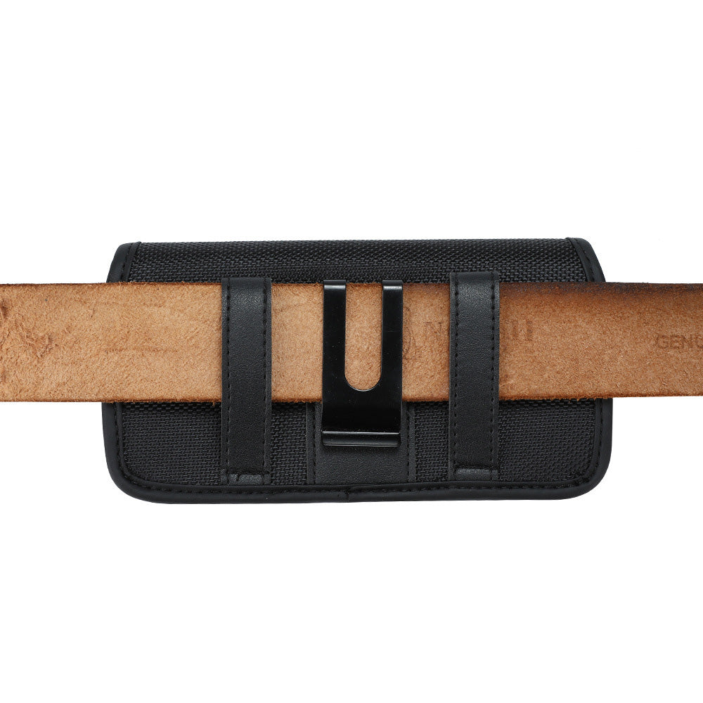 Universal Black Oxford Phone Waist Pouch with Belt Clip & Card Slot L