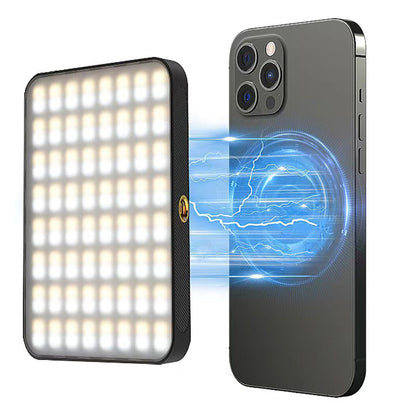 Portable Selfie Light USB-Rechargeable LED Phone Light for Video Makeup Live Stream Black