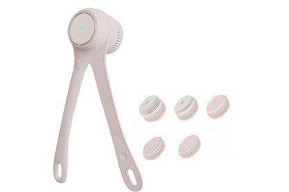 5 in 1 Electric Body Back Scrubber Dual Handle Bath Brush for Shower Exfoliating-Beige