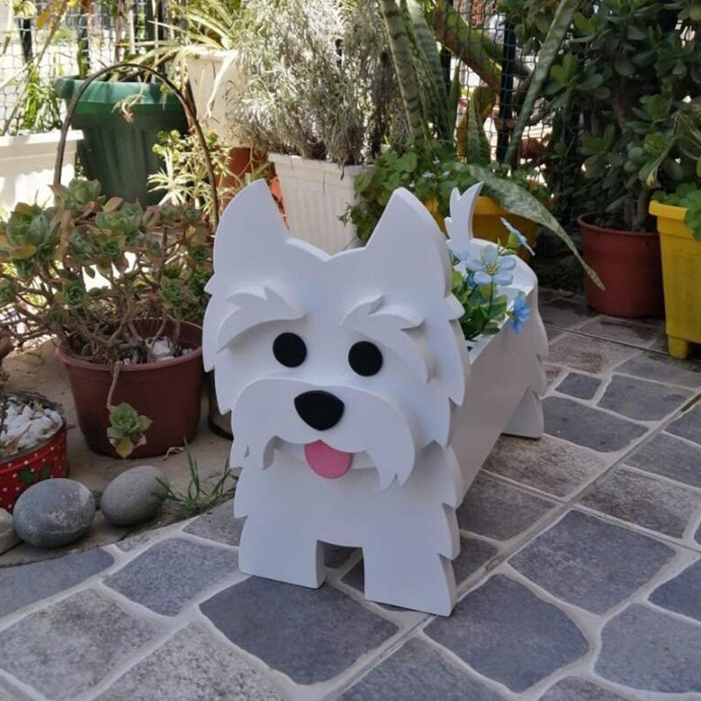 Cute Animal PVC Garden Dog Flower Planter Plant Pots For Outdoor Decoration-West Highland White Terrier
