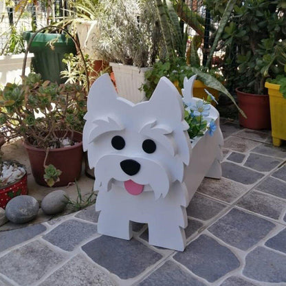 Cute Animal PVC Garden Dog Flower Planter Plant Pots For Outdoor Decoration-West Highland White Terrier
