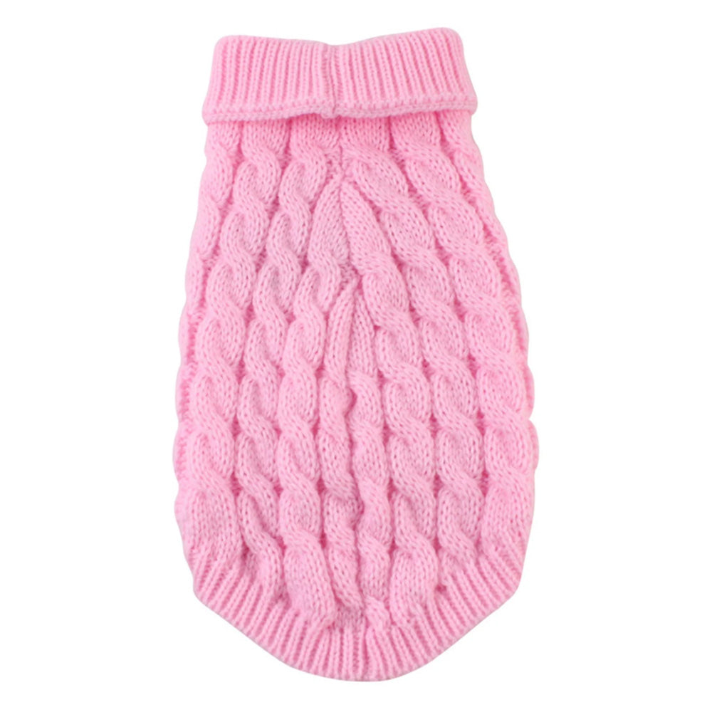 Puppy Dog Jumper Winter Warm Knitted Sweater Pet Clothes for Small Dogs Coat -Pink