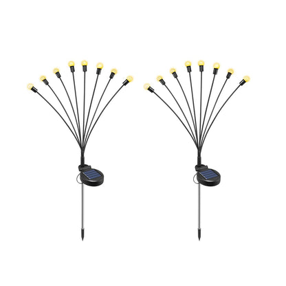 Solar Garden Lights 2Pcs 8LED Solar Powered Firefly Light Ground Patio Stake Walkway Lamp Outdoor Garden Decor -Yellow