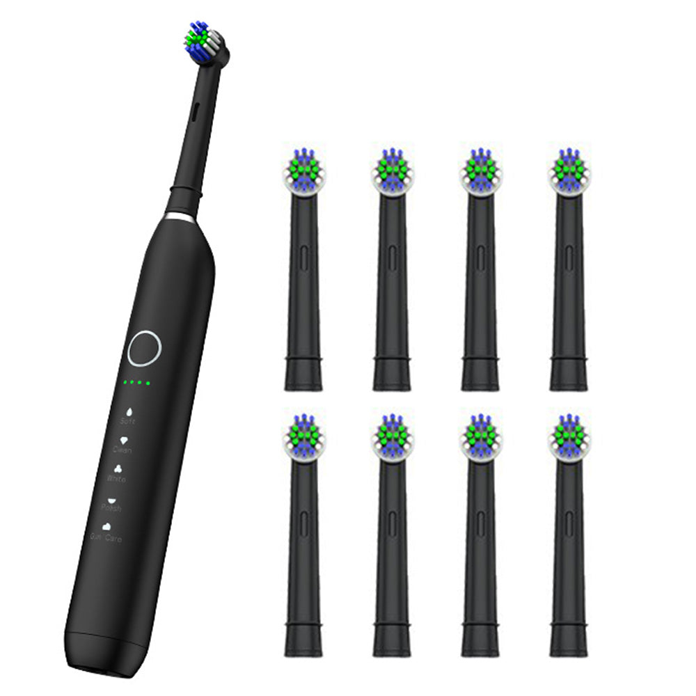 Electric Toothbrush with 5 Modes and 8 Brush Heads-Black