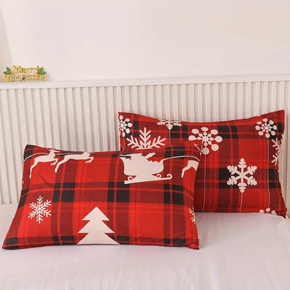 Christmas Bedding Set Quilt Cover Pillowcases Set Xmas Printed Bedding Christmas Decor Style 2