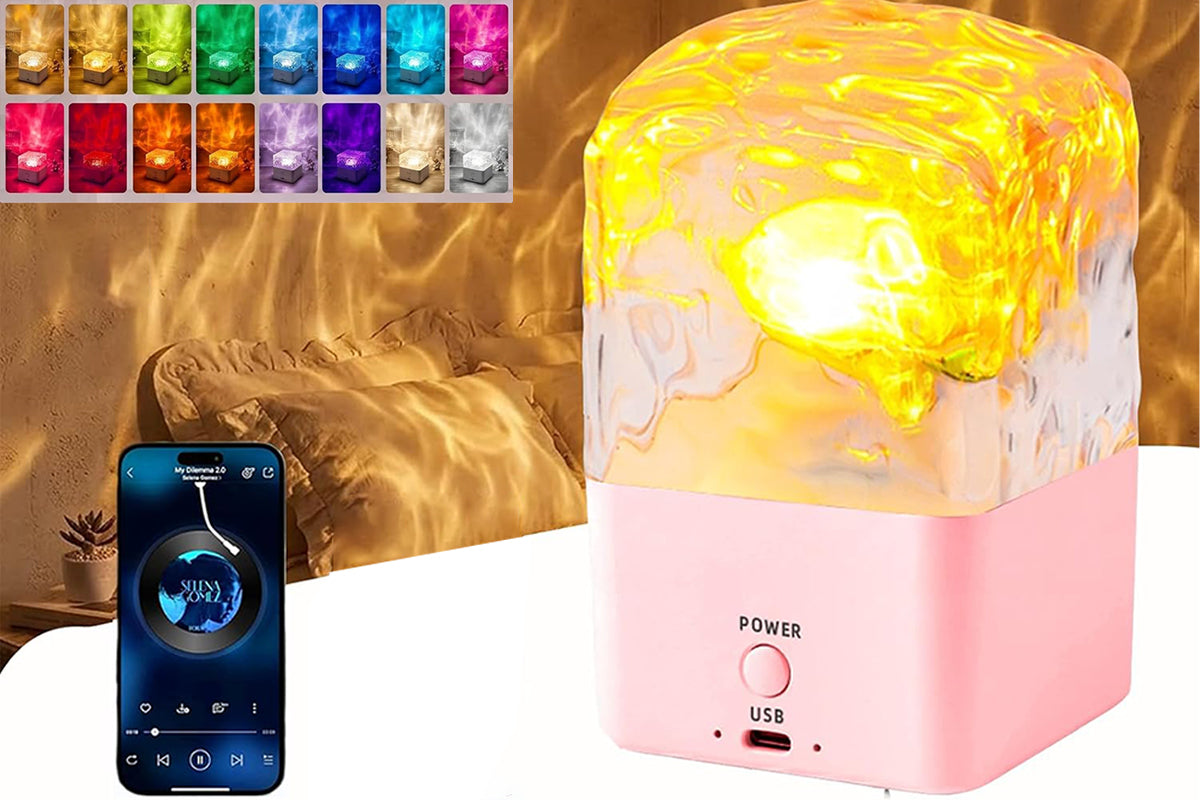Rechargeable Bluetooth Speaker with 16 Color Light-Pink