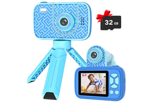 32GB Camera Toys for Boys Girls 1080P HD Digital Camera with Flip up Lens for Selfie and Video Christmas Birthday Party Gifts-Blue