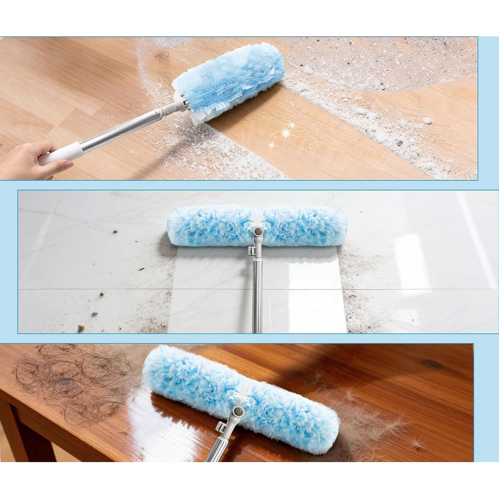 Extendable Duster Handle with 20 Refills Microfiber Dusting Pads for Ceiling-Blue