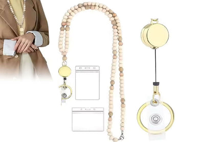 ID Card Lanyard Strap With ID Badge Holders Retractable Lanyard Clip For Key