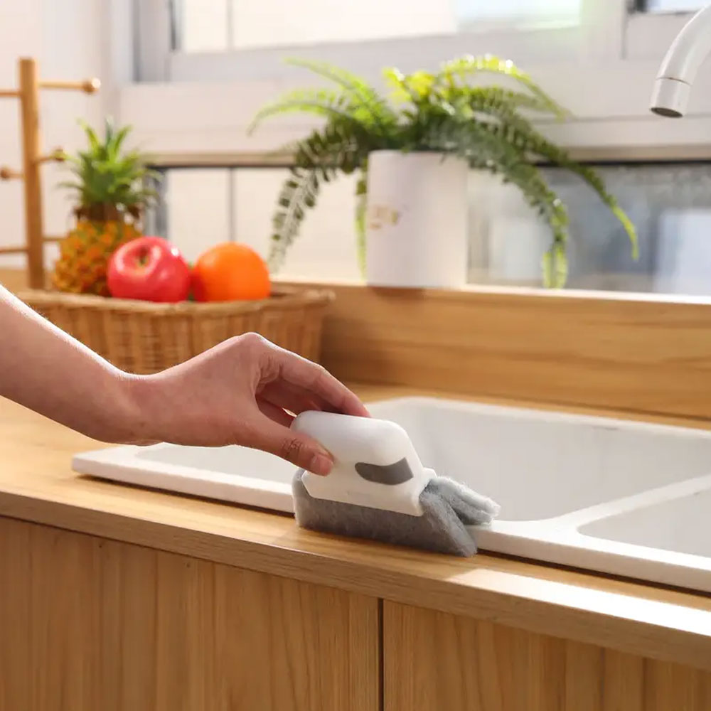 2-in-1 Window Rail Cleaning Tool Track Cleaning Brush Gap Groove Sliding Cleaner with Scraper