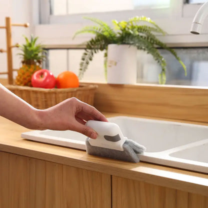 2-in-1 Window Rail Cleaning Tool Track Cleaning Brush Gap Groove Sliding Cleaner with Scraper