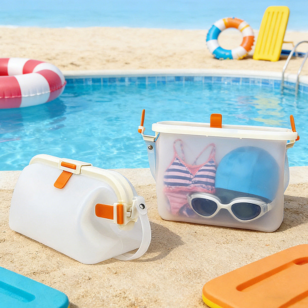 Water-resistant Foldable Silicone Beach Bag with Handle - Green