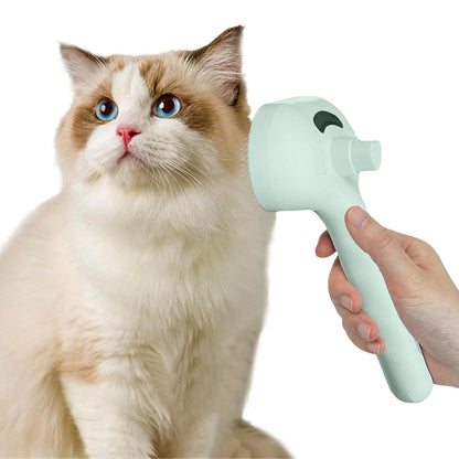 Pet Steam Brush Cat Dog Spray Hair Removal Comb for Shedding Grooming Green