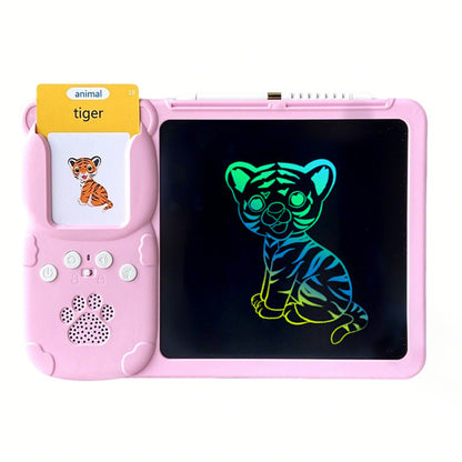 Talking Flash Cards Toys 510 Words with Drawing Tablet for Boys Girls-Pink